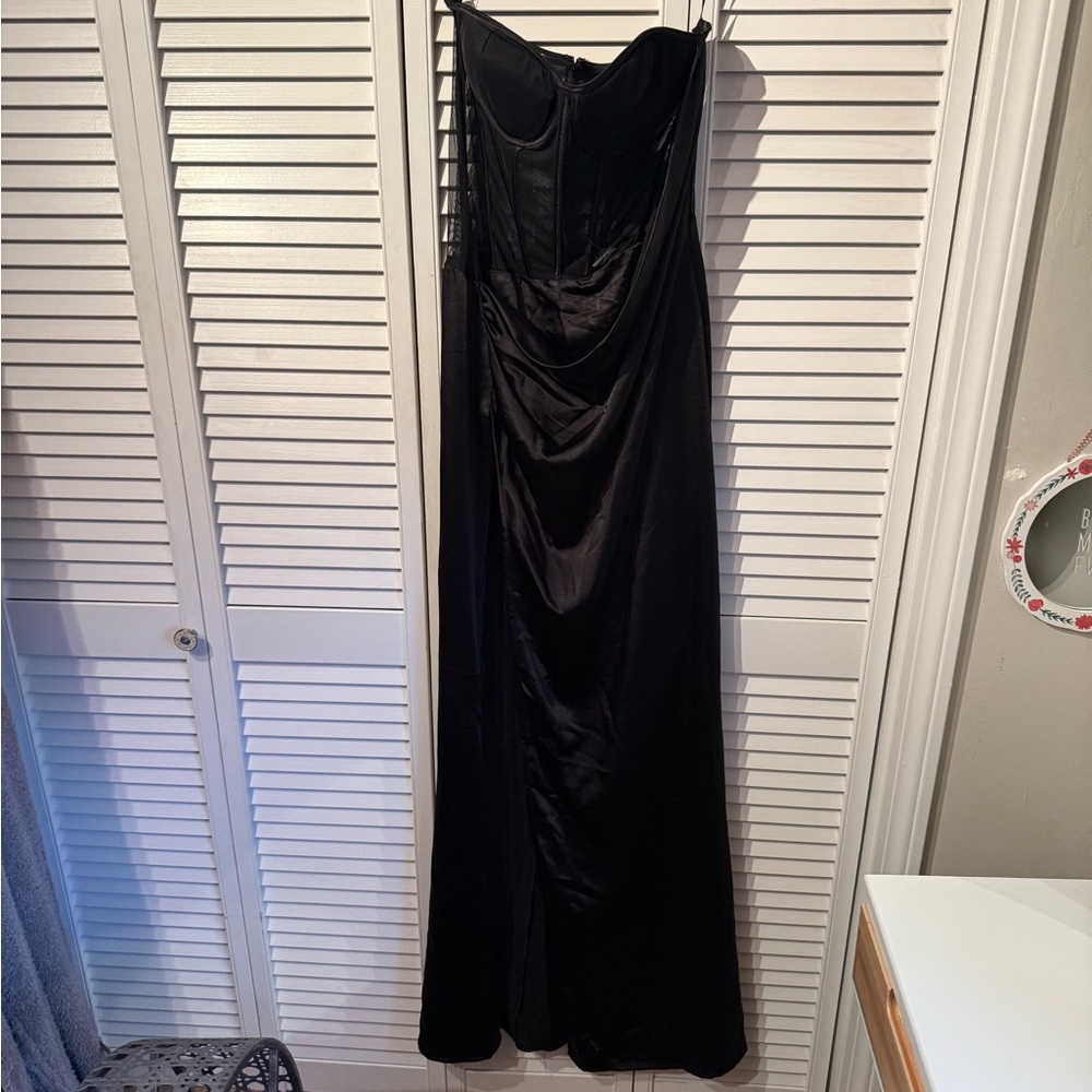 Corset mesh Black Strapless Evening Gown